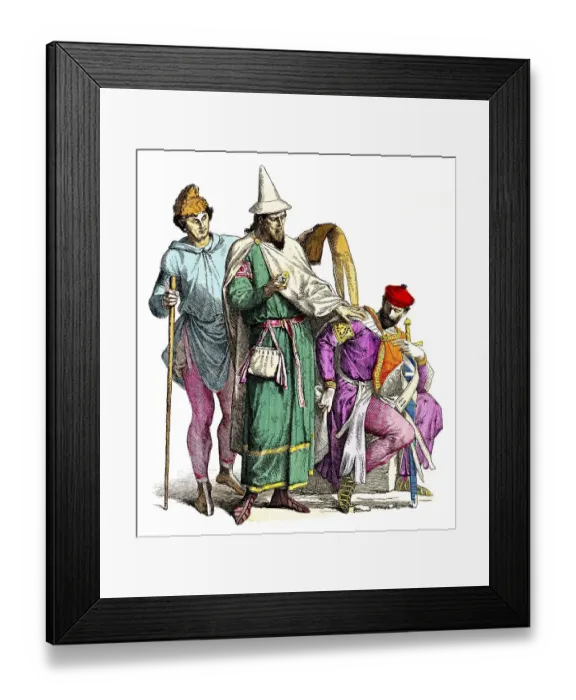 Framed Print : Munich Bilderbogen, costumes, 12th century