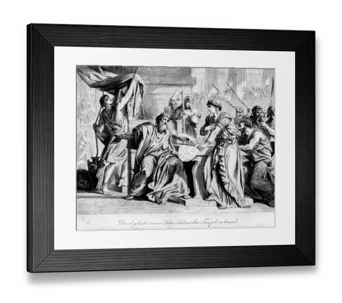 Framed Print : David commands his son Solomon to build the temple