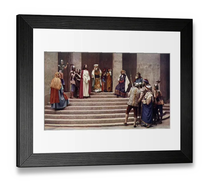 Framed Print : Jesus before Anas, colour post card from a Uvatypie template Framed Print : Jesus before Anas, colour post card from a Uvatypie template
