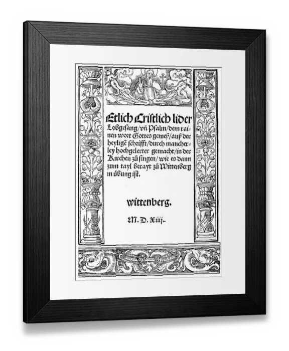 Framed Print : Title page, first edition, first hymnbook Martin Luther