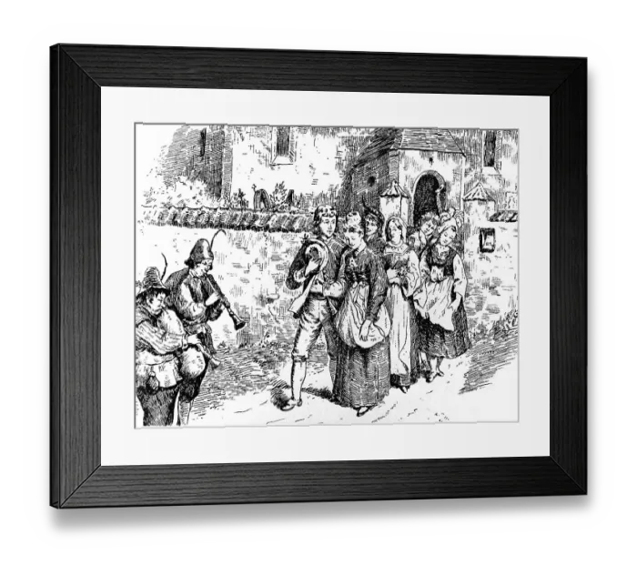 Framed Print : Church parade after the marriage ceremony