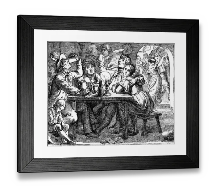 Framed Print : In the tavern with wine, beer and dancing