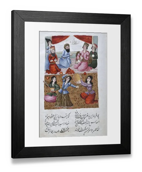 Framed Print : Historic Persian handpainted manuscript