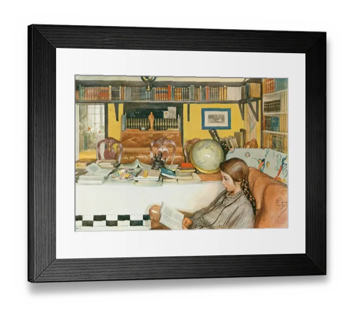 Framed Print : The reading room, historical illustration