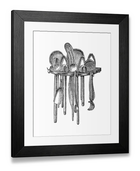Framed Print : Ladle board with ladles, historical illustration from: Marie Adenfeller Framed Print : Ladle board with ladles, historical illustration from: Marie Adenfeller