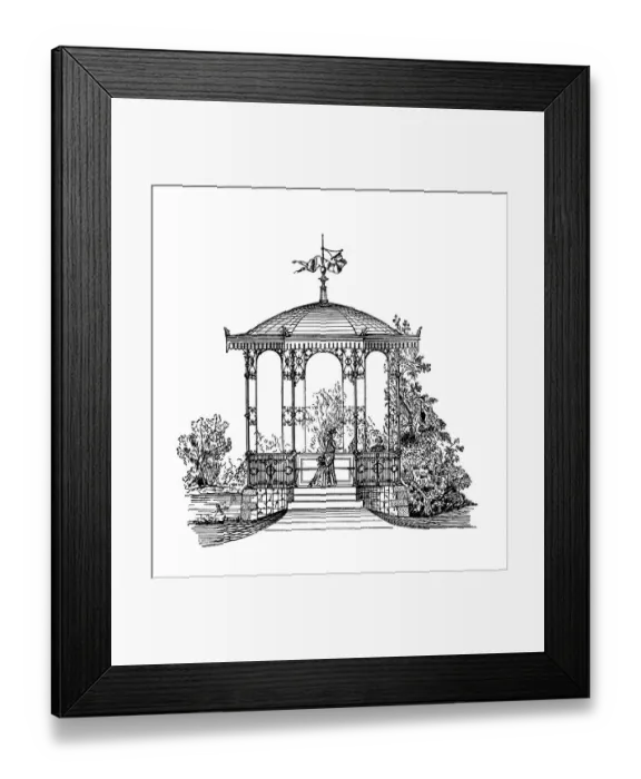 Framed Print : Garden pavilion, historical illustration