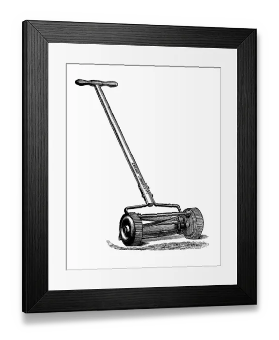 Framed Print : Lawnmower, historical illustration Framed Print : Lawnmower, historical illustration