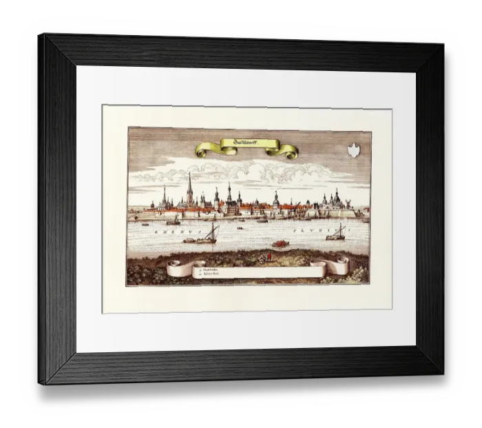 Framed Print : Historical view of the town of Duesseldorf on the Rhine Framed Print : Historical view of the town of Duesseldorf on the Rhine