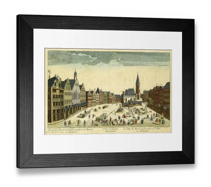 Framed Print : Historical view of Roemer buildings in Frankfurt am Main