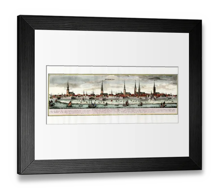 Framed Print : Historical view of Hamburg, engraving