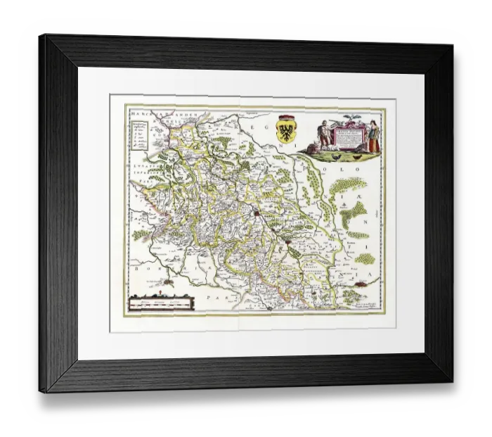 Framed Print : Historical map of Silesia in the 17th Century Framed Print : Historical map of Silesia in the 17th Century