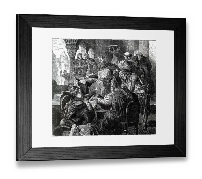Framed Print : Charlemagne in the circle of scholars and clergymen