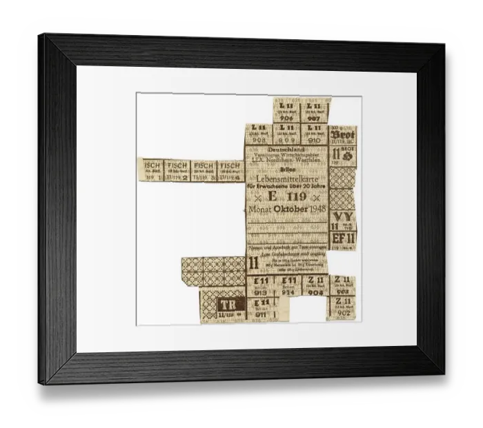 Framed Print : Coupons, adult ration card for food