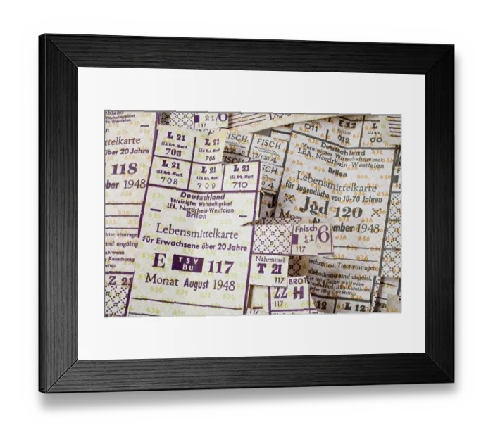 Framed Print : Ration cards for adults from 1948, Germany, Europe