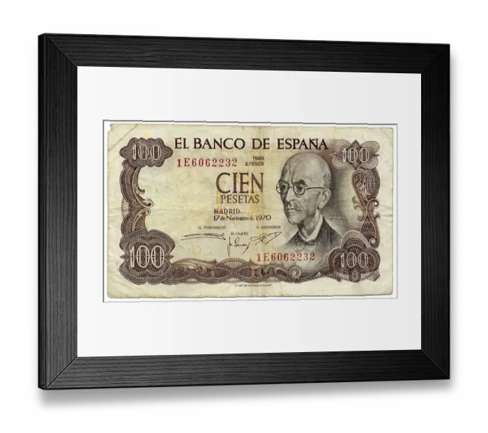 Framed Print : Historic banknote, 10 pesetas, image of the Spanish composer Manuel Maria de Falla y Matheu Framed Print : Historic banknote, 10 pesetas, image of the Spanish composer Manuel Maria de Falla y Matheu