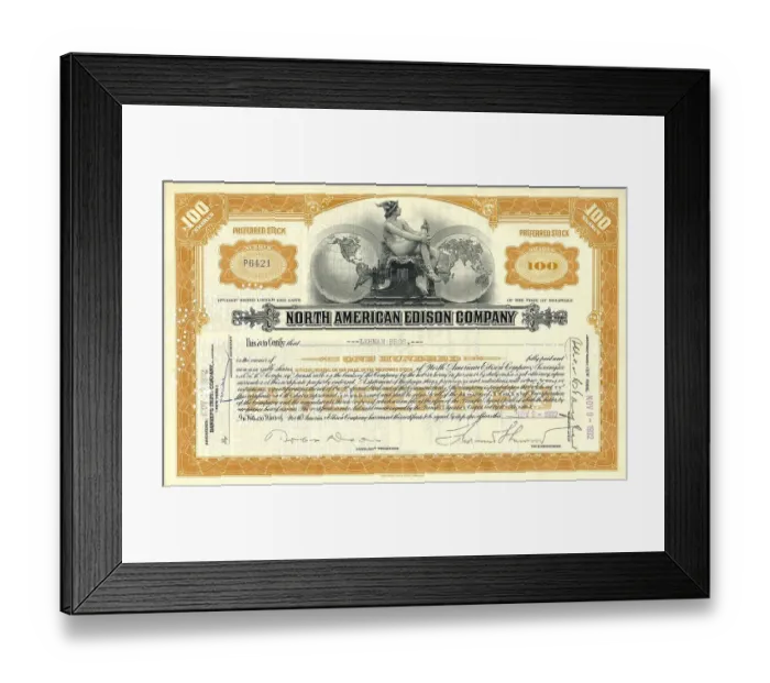 Framed Print : Historic stock certificate, share Framed Print : Historic stock certificate, share