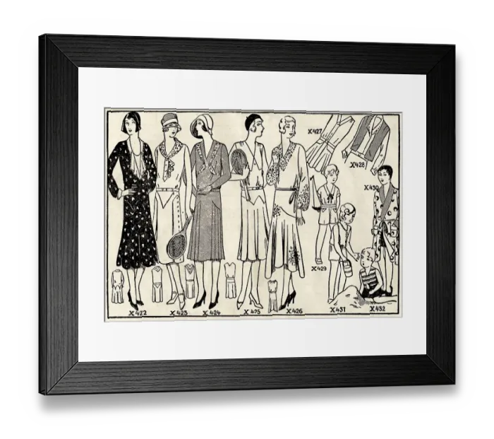 Framed Print : Historic fashion, drawing, Magazin der Hausfrau Framed Print : Historic fashion, drawing, Magazin der Hausfrau