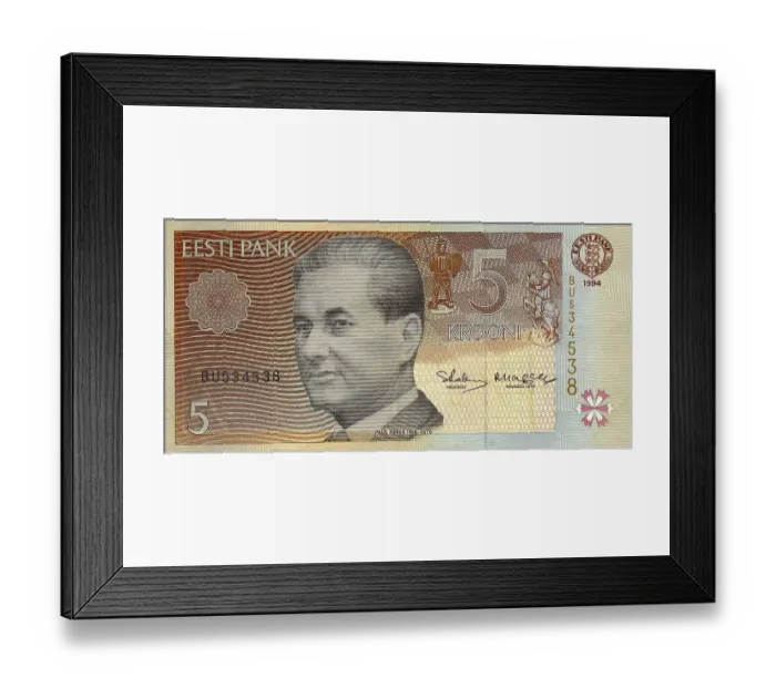 Framed Print : Banknote from Estonia, 5 kroon Framed Print : Banknote from Estonia, 5 kroon