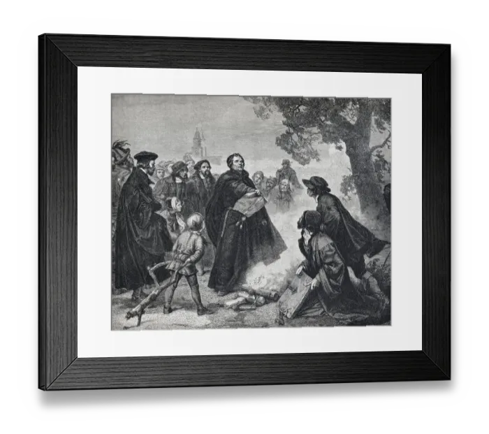 Framed Print : Luther burning the bull of Pope Leo X