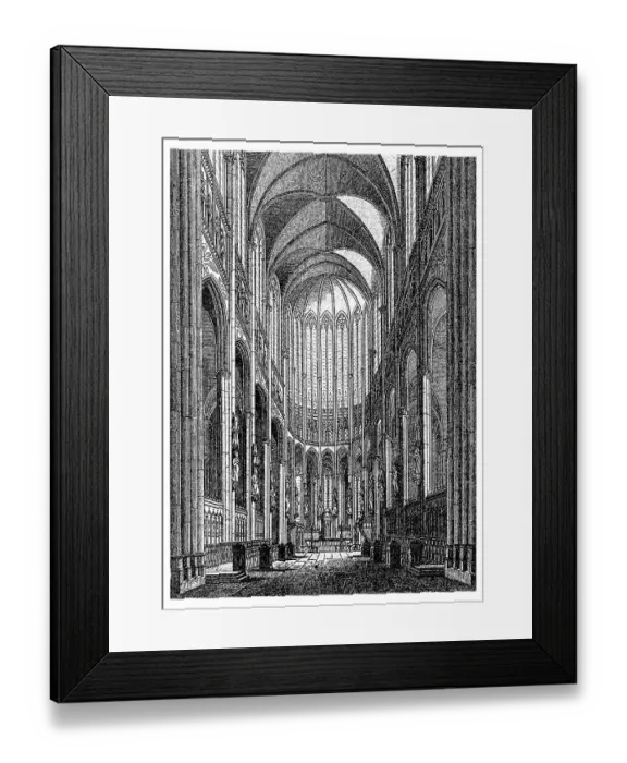 Framed Print : Historic illustration, interior view of Cologne Cathedral