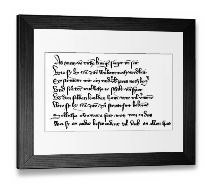 Framed Print : Historic print, manuscript, Middle High German epic poem Framed Print : Historic print, manuscript, Middle High German epic poem