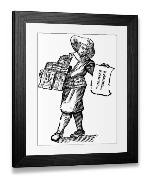 Framed Print : Historic print, newspaper vendor of 1631 Framed Print : Historic print, newspaper vendor of 1631