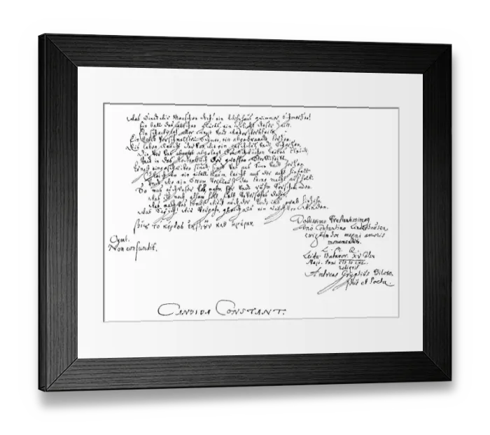 Framed Print : Historic manuscript, 1640, by Andreas Gryphius also known as Andreas Greif