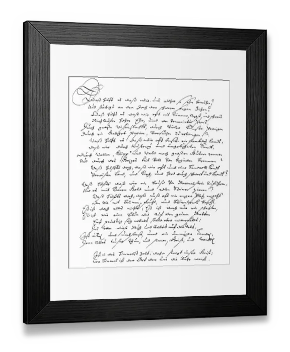 Framed Print : Historic manuscript, 1640, mourning poem by Christian Gryphius