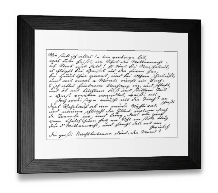Framed Print : Historical manuscript, 1808, poem by Johann Peter Hebel