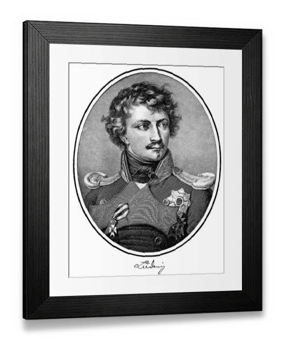 Framed Print : Historical print, engraving, portrait of Ludwig I