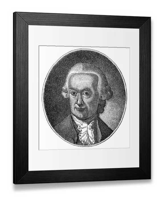 Framed Print : Historical drawing, portrait of Wilhelm Friedemann Bach