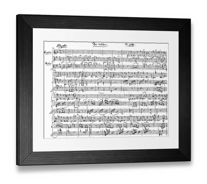 Framed Print : The Violet by Goethe, historical sheet music manuscript by Wolfgang Amadeus Mozart