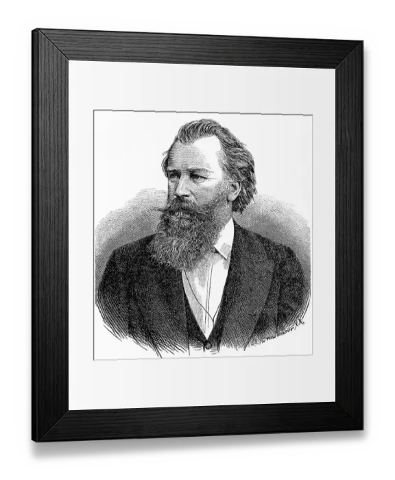 Framed Print : Historic drawing, portrait of Johannes Brahms