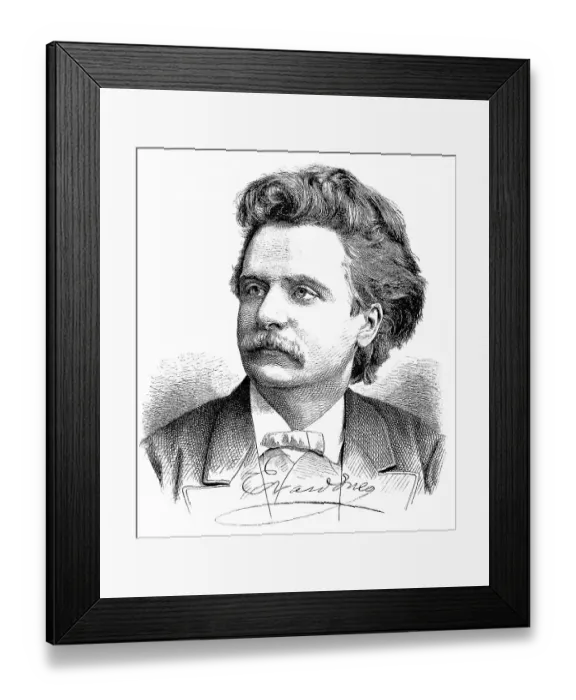 Framed Print : Historic drawing, portrait of Edvard Hagerup Grieg