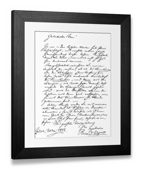Framed Print : Historical manuscript by Wilhelm Richard Wagner