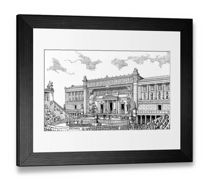Framed Print : Historical drawing, the Theatre of Dionysus in ancient Greece Framed Print : Historical drawing, the Theatre of Dionysus in ancient Greece