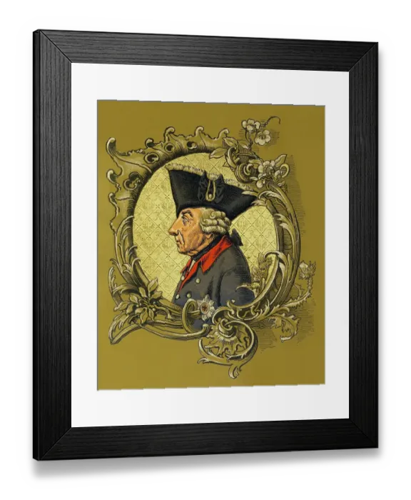 Framed Print : Title page of a book with Frederick the Great also known as Frederick II