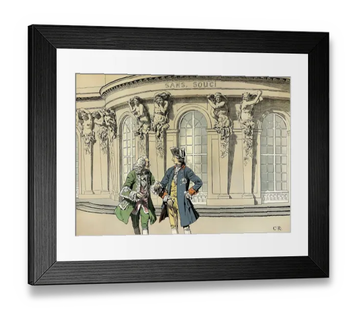 Framed Print : Sanssouci Palace, Voltaire and Frederick the Great also known as Frederick II