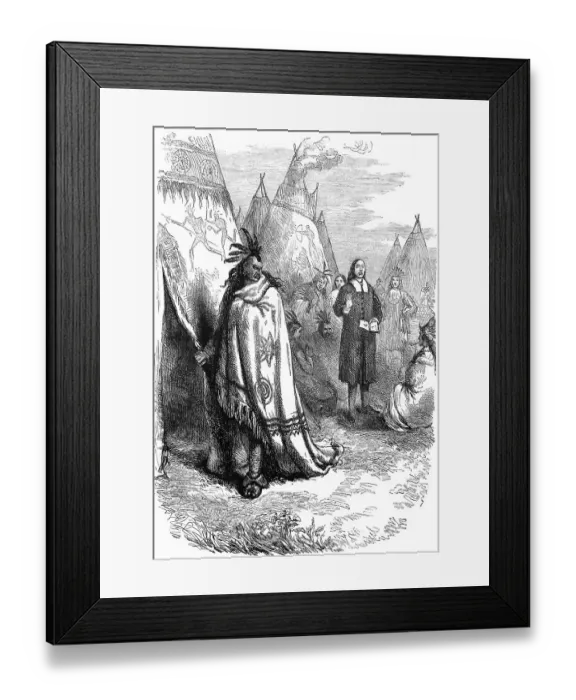Framed Print : Historical scene from the U.S. history of the 17th century Framed Print : Historical scene from the U.S. history of the 17th century