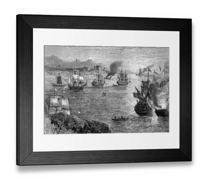 Framed Print : Historical scene, the ship of Sir Henry Morgan Framed Print : Historical scene, the ship of Sir Henry Morgan