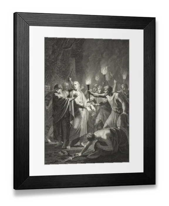 Framed Print : Historic steel engraving, religious scene from The Messiah
