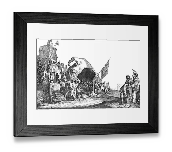 Framed Print : Historic drawing, caricature on the Dutch Tulip mania