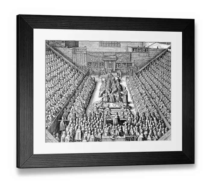 Framed Print : Historic drawing, the English Parliament in the 17th century