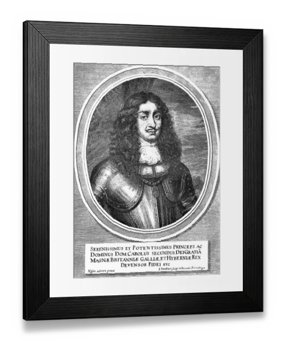 Framed Print : Historic drawing, portrait of Charles II