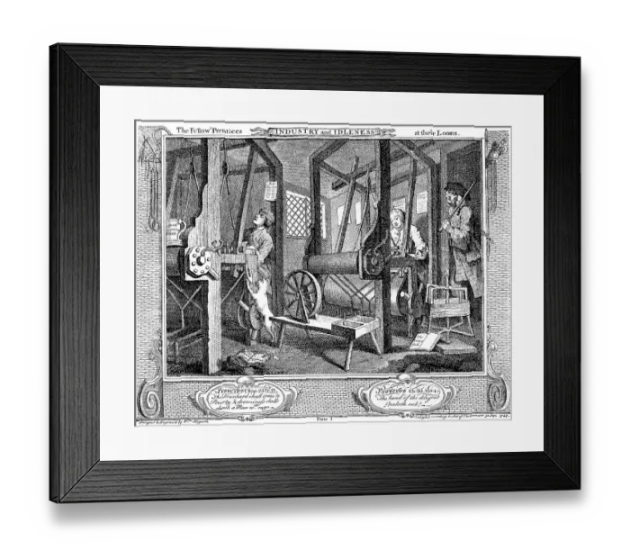 Framed Print : Weaving mill at a residential house in the middle of the 18th century in England