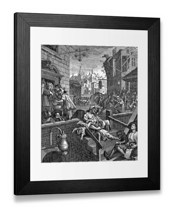 Framed Print : Gin Lane or Liquor Alley, a caricature