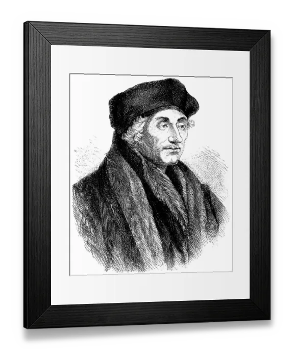 Framed Print : Historical illustration, portrait of Desiderius Erasmus Roterodamus or Erasmus of Rotterdam Framed Print : Historical illustration, portrait of Desiderius Erasmus Roterodamus or Erasmus of Rotterdam