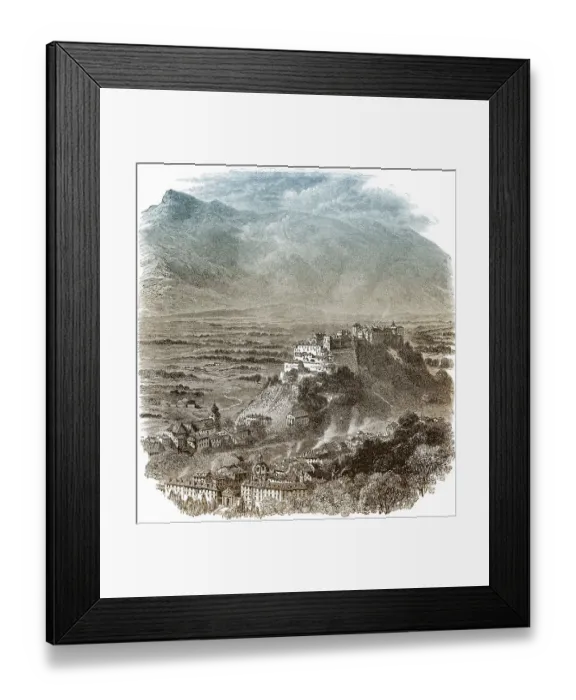 Framed Print : Historic drawing, city of Salzburg Framed Print : Historic drawing, city of Salzburg