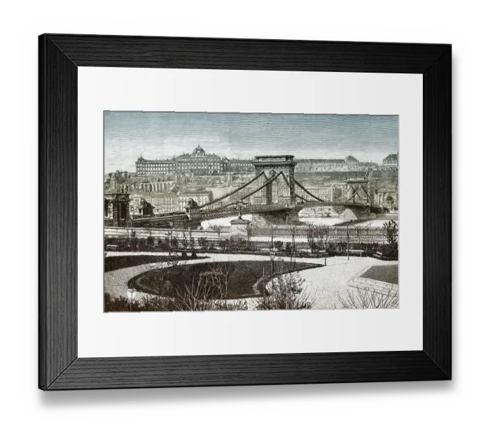 Framed Print : Historic drawing, city of Budapest Framed Print : Historic drawing, city of Budapest