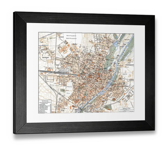 Framed Print : Historical map, 1896, Munich, Germany, Europe